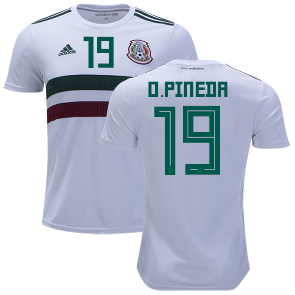 Mexico #19 O.Pineda Away Kid Soccer Country Jersey - Click Image to Close